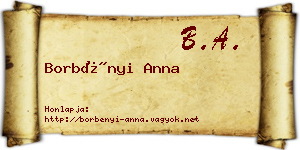 Borbényi Anna névjegykártya