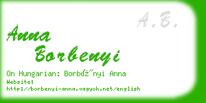 anna borbenyi business card